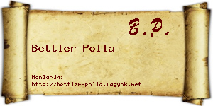 Bettler Polla névjegykártya